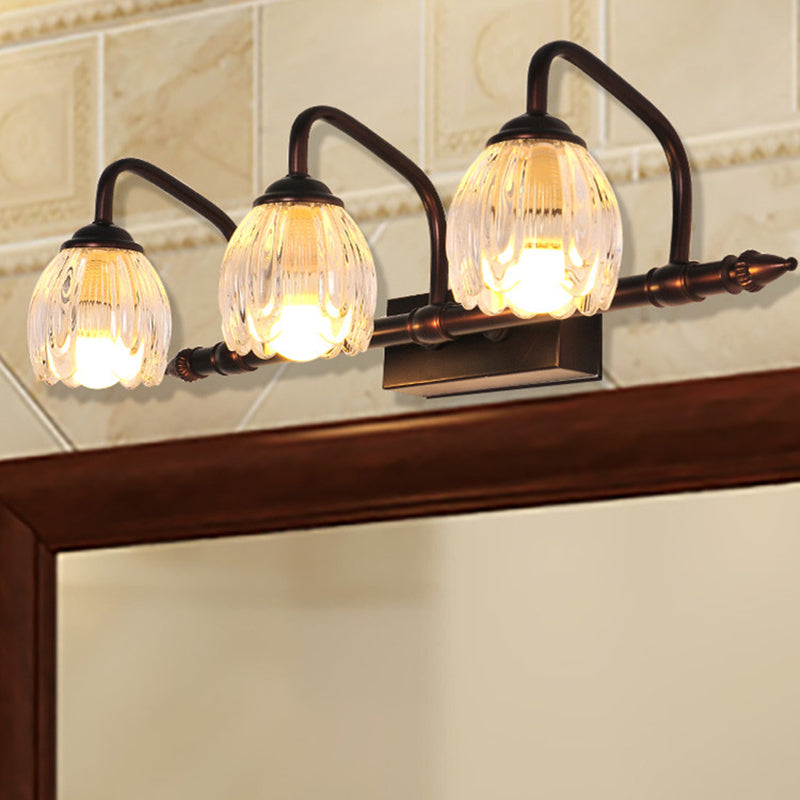 Skørter | Copper Flower Wall Light Rustic Clear Glass Bathroom Wall Lamp Light
