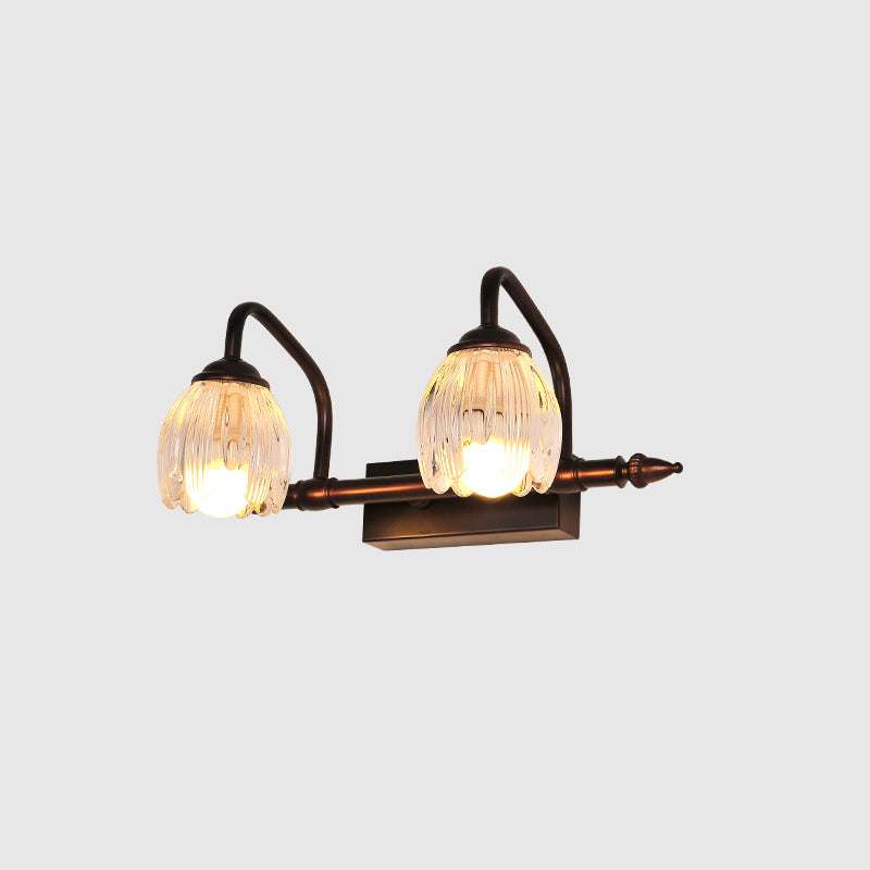 Skørter | Copper Flower Wall Light Rustic Clear Glass Bathroom Wall Lamp Light