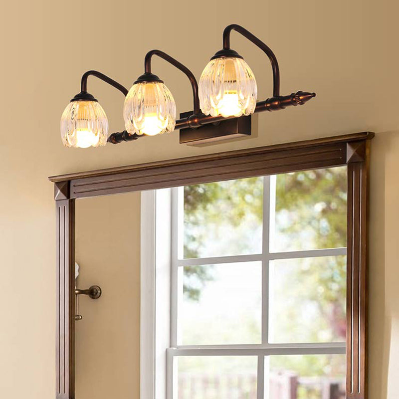 Skørter | Copper Flower Wall Light Rustic Clear Glass Bathroom Wall Lamp Light