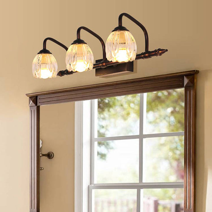 Skørter | Copper Flower Wall Light Rustic Clear Glass Bathroom Wall Lamp Light
