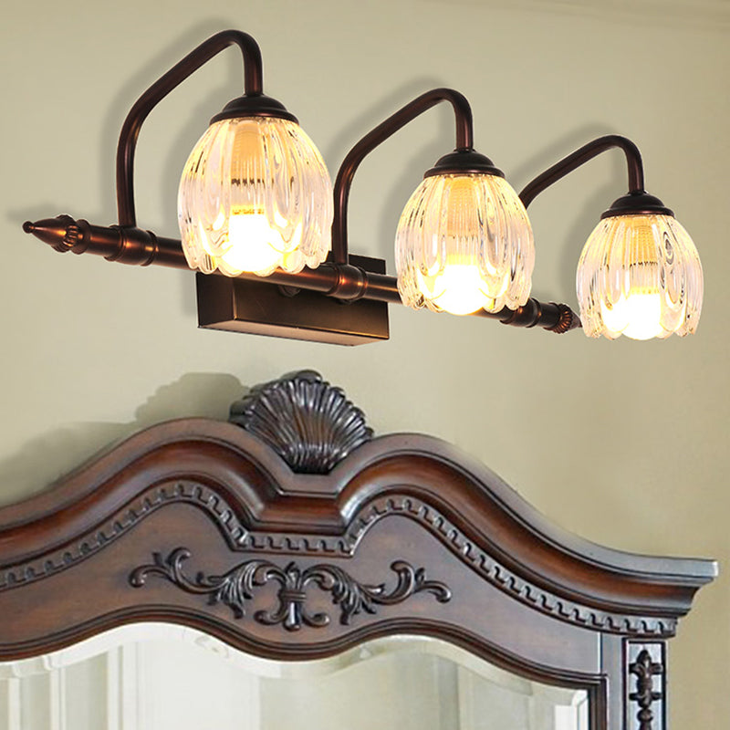 Skørter | Copper Flower Wall Light Rustic Clear Glass Bathroom Wall Lamp Light