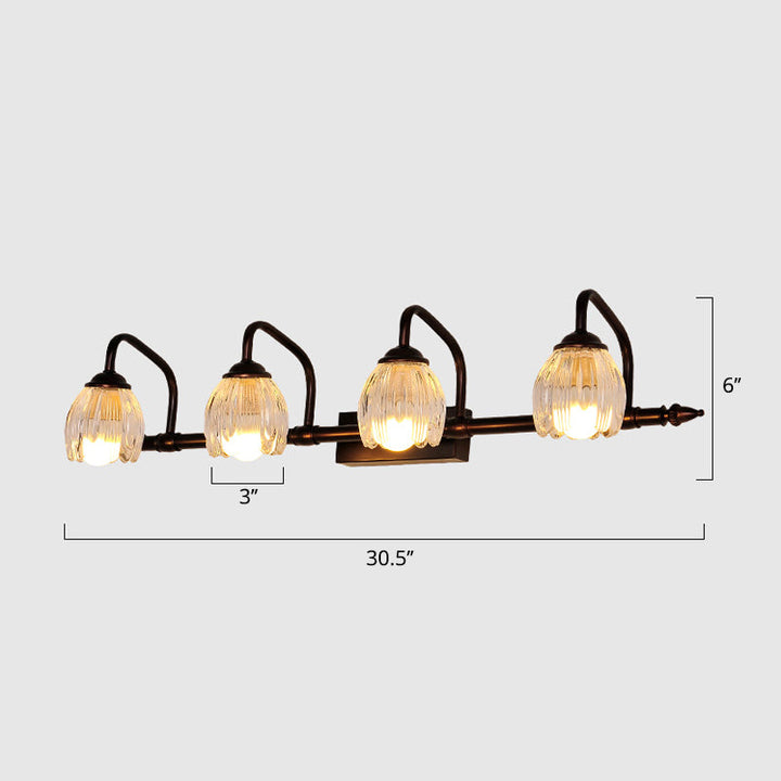 Skørter | Copper Flower Wall Light Rustic Clear Glass Bathroom Wall Lamp Light