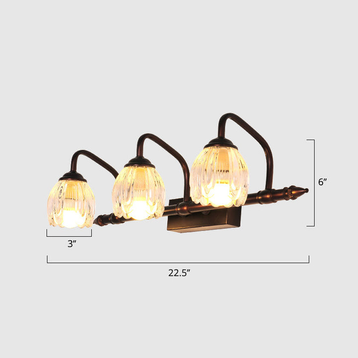 Skørter | Copper Flower Wall Light Rustic Clear Glass Bathroom Wall Lamp Light