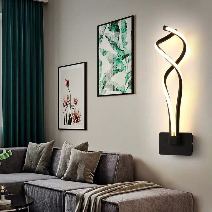 Lisslune | Minimalist Line Art Wall Light Metal Hallway LED Wall Lamp in Black