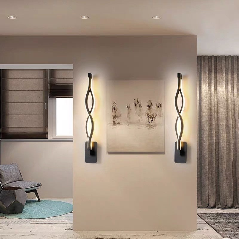 Lisslune | Minimalist Line Art Wall Light Metal Hallway LED Wall Lamp in Black