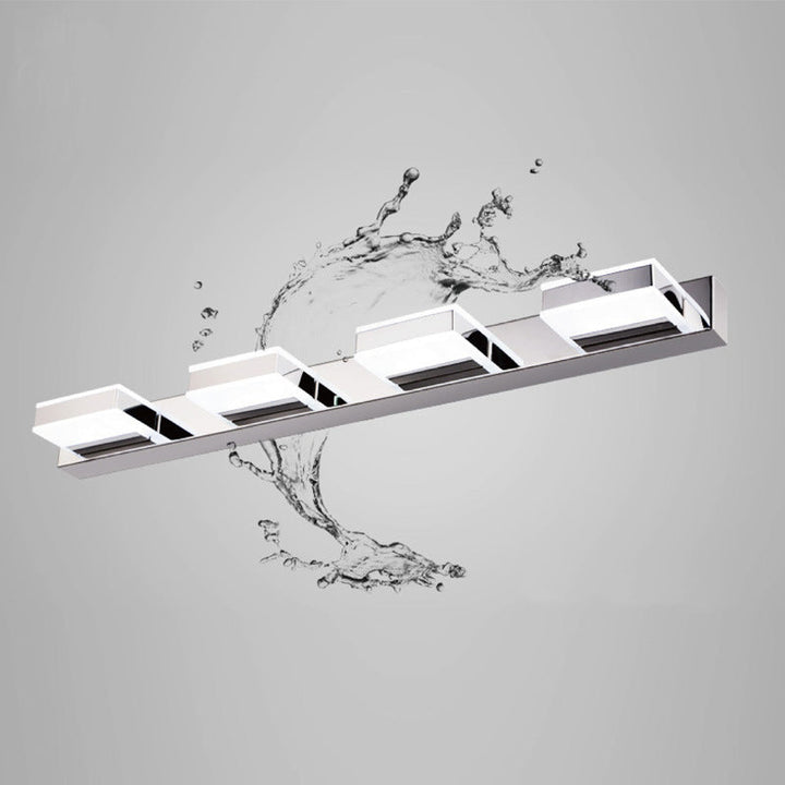Lisslune | Stainless Steel Square Vanity Lamp Modern White and Chrome LED Wall Light for Bathroom