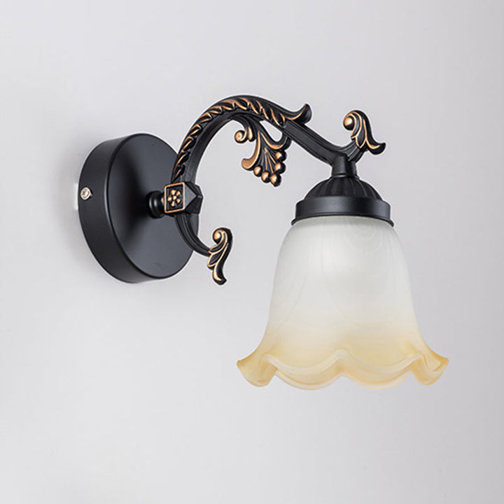 Lisslune | Flower Wall Makeup Light Vintage Ombre Matte Glass Wall Mount Light for Bathroom
