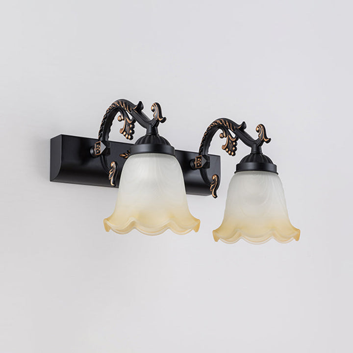 Lisslune | Flower Wall Makeup Light Vintage Ombre Matte Glass Wall Mount Light for Bathroom