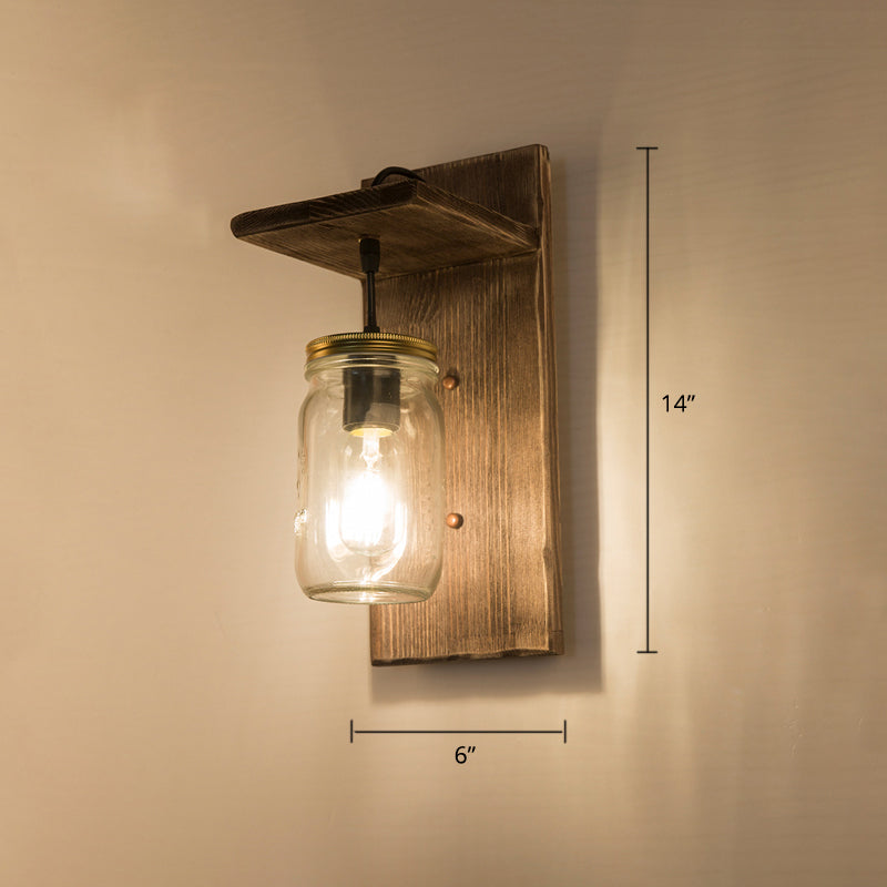 Lisslune | Wooden Brown Wall Lamp Geometrically Designed Country Style Wall Sconce for Hallway