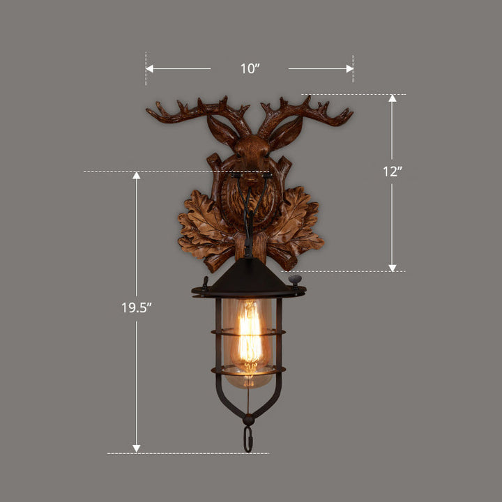 Lisslune | Wooden Brown Wall Lamp Geometrically Designed Country Style Wall Sconce for Hallway