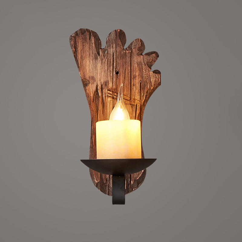 Lisslune | Wooden Brown Wall Lamp Geometrically Designed Country Style Wall Sconce for Hallway