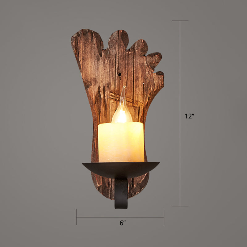 Lisslune | Wooden Brown Wall Lamp Geometrically Designed Country Style Wall Sconce for Hallway