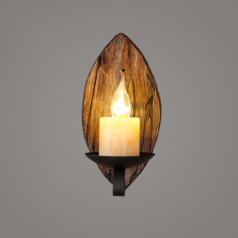 Lisslune | Wooden Brown Wall Lamp Geometrically Designed Country Style Wall Sconce for Hallway