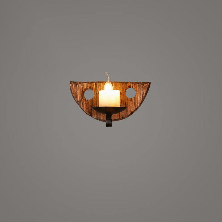 Lisslune | Wooden Brown Wall Lamp Geometrically Designed Country Style Wall Sconce for Hallway