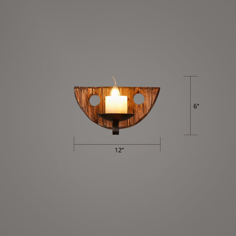 Lisslune | Wooden Brown Wall Lamp Geometrically Designed Country Style Wall Sconce for Hallway