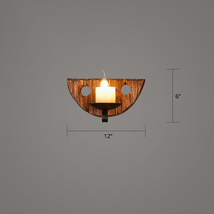 Lisslune | Wooden Brown Wall Lamp Geometrically Designed Country Style Wall Sconce for Hallway