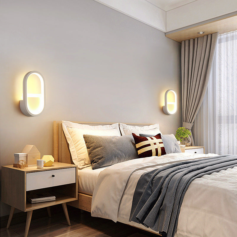 Lisslune | Metallic elliptical LED wall lamp Minimalist wall lights lighting fixture for bedroom