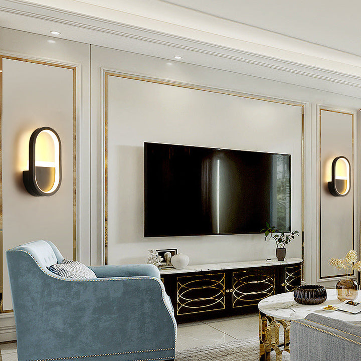Lisslune | Metallic elliptical LED wall lamp Minimalist wall lights lighting fixture for bedroom