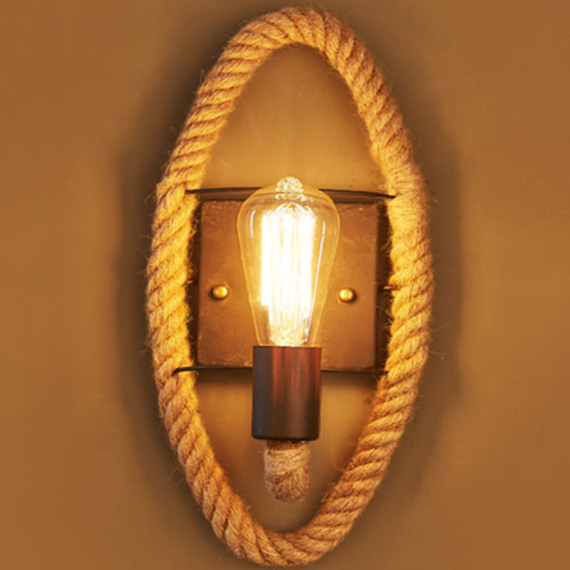Lisslune | Running Shape Rope Wall Light Rustic 1-Head Corridor Wall Lamp with Track Light Design in Wood