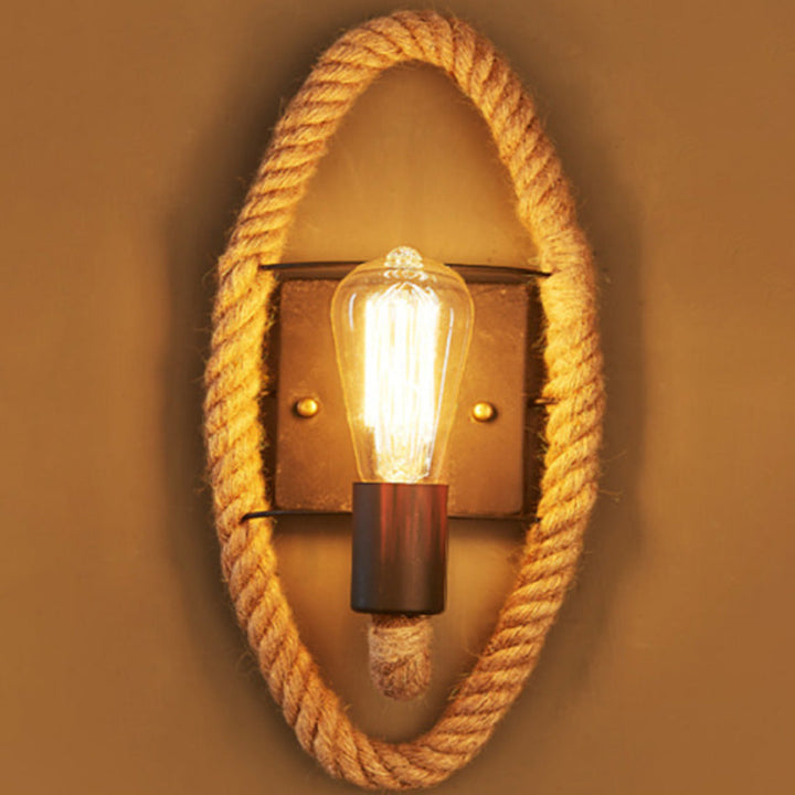Lisslune | Running Shape Rope Wall Light Rustic 1-Head Corridor Wall Lamp with Track Light Design in Wood