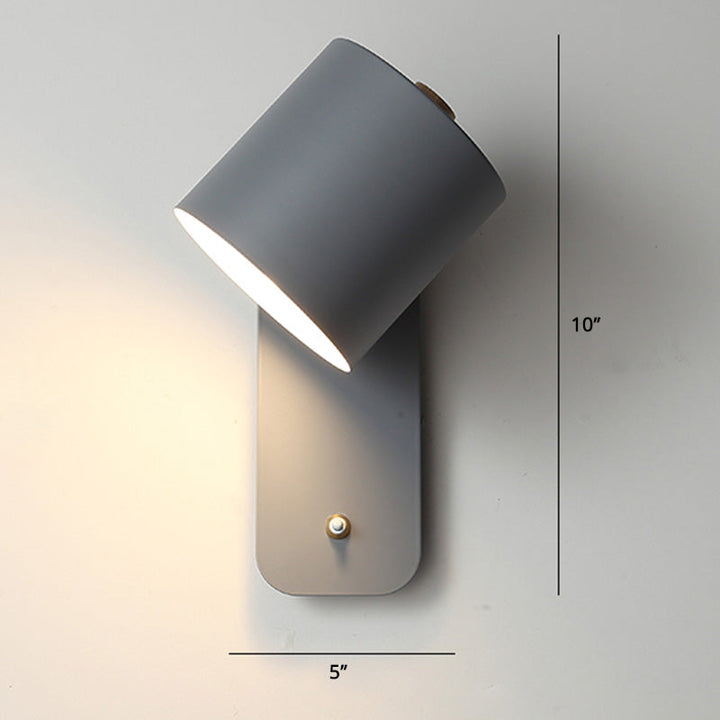 Skørter | Rotatable Cylinder Reading Light Nordic Metal Single Bulb Wall Lamp with Power Button