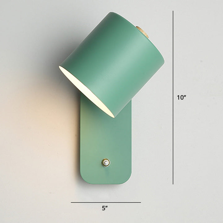 Skørter | Rotatable Cylinder Reading Light Nordic Metal Single Bulb Wall Lamp with Power Button