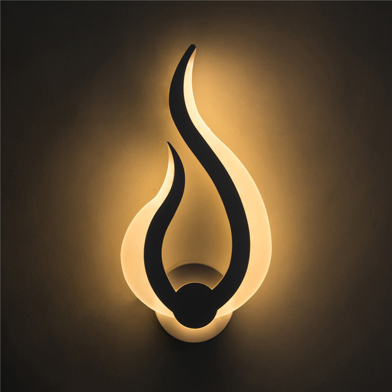 Lisslune | Decorative flame-shaped wall applique acrylic hallway LED wall-mounted light in white