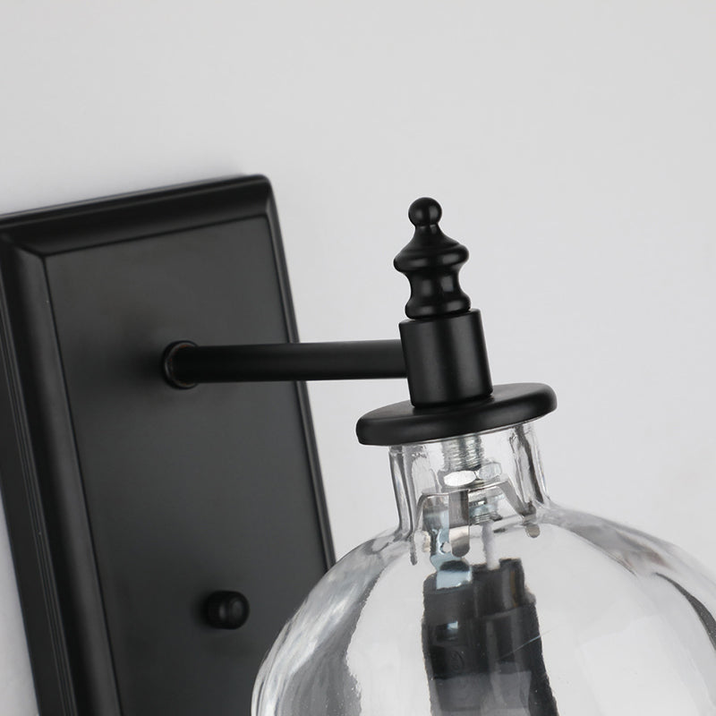 Lisslune | Clear Glass Skull Wall Light Art Deco 1 Head Black Wall Lamp for Bedroom