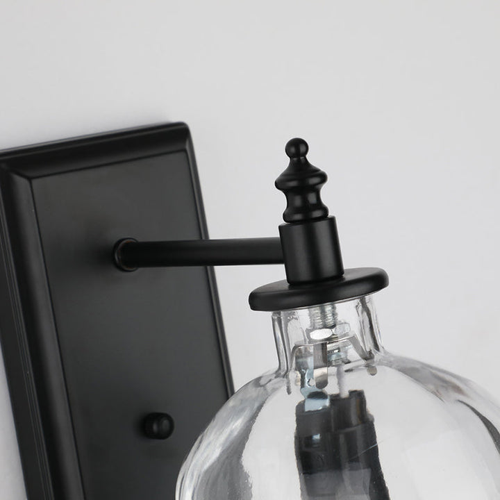 Lisslune | Clear Glass Skull Wall Light Art Deco 1 Head Black Wall Lamp for Bedroom