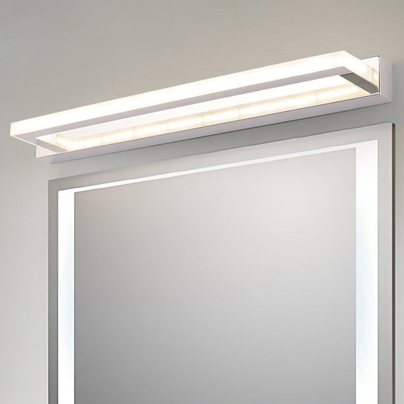 Lisslune | Acrylic Rectangular Vanity Wall Light Acrylic Modernist LED Bathroom Wall Mounted Lamp in Chrome