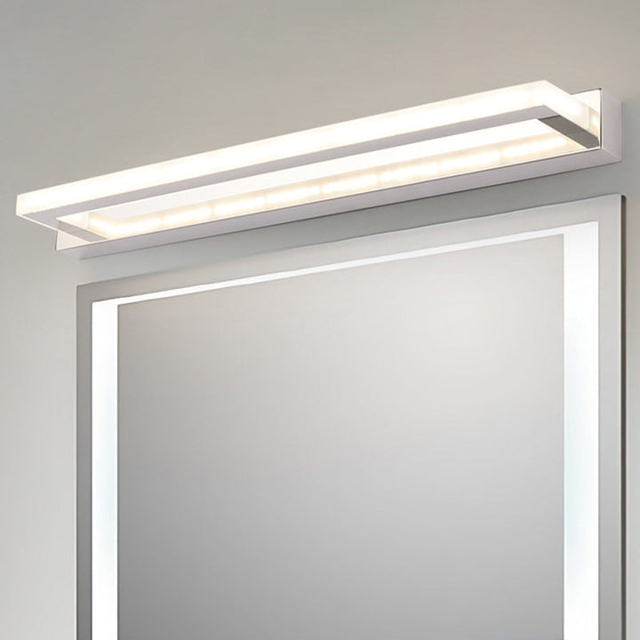 Lisslune | Acrylic Rectangular Vanity Wall Light Acrylic Modernist LED Bathroom Wall Mounted Lamp in Chrome