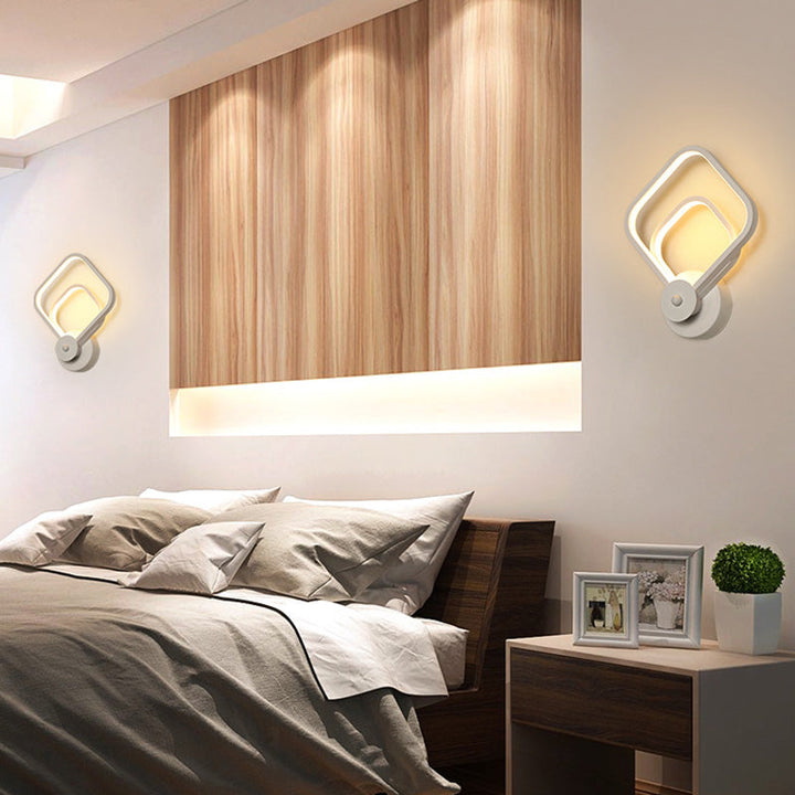 Lisslune | White geometrically shaped wall lamp Simplicity LED metal wall lamp wall light for staircase