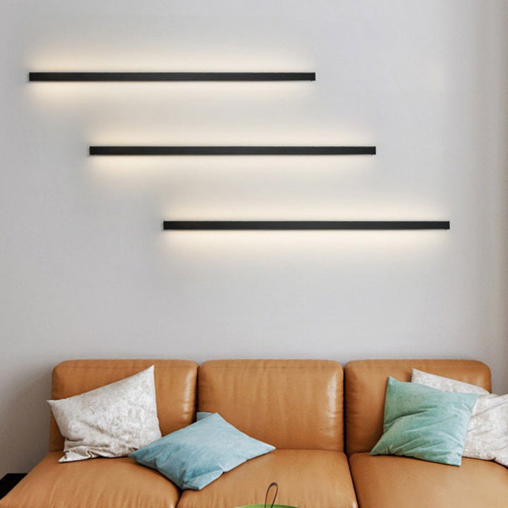 Lisslune | Linear Flush Mount Wall Light Simplicity Metal Hallway LED Wall Light in Black