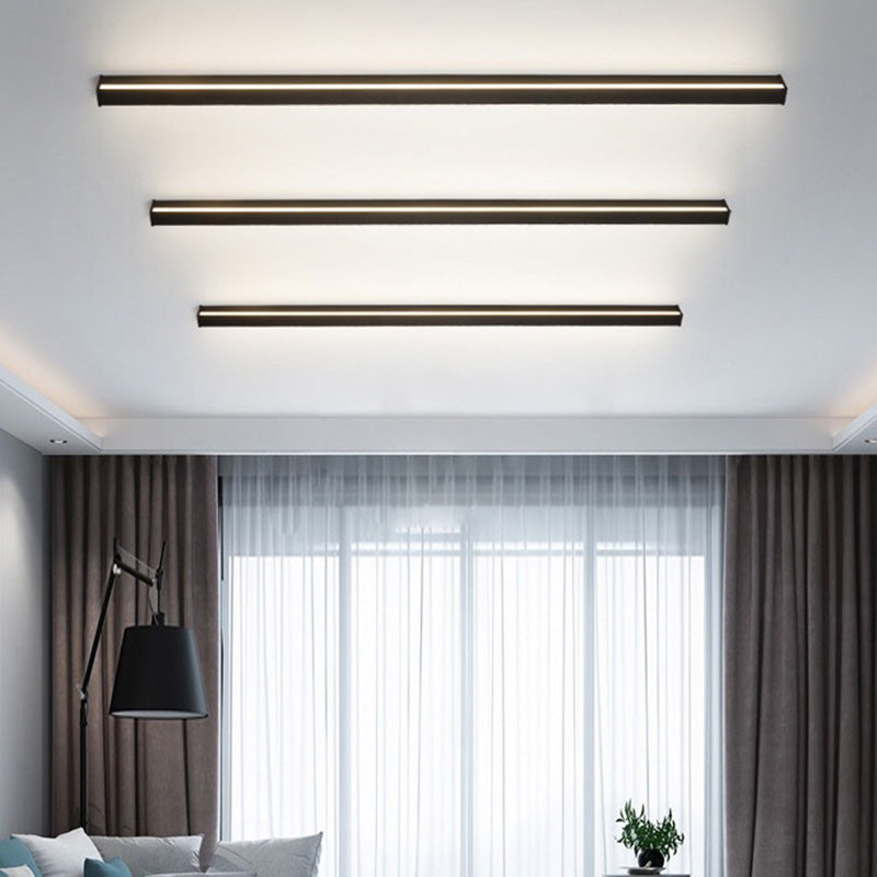 Lisslune | Linear Flush Mount Wall Light Simplicity Metal Hallway LED Wall Light in Black