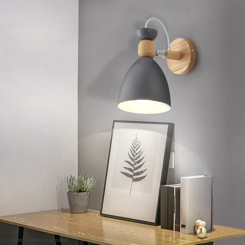 Lisslune | Rotatable Shade Metal Wall Mounted Reading Light Macaron Style 1-Light Wall Lamp for Bedroom