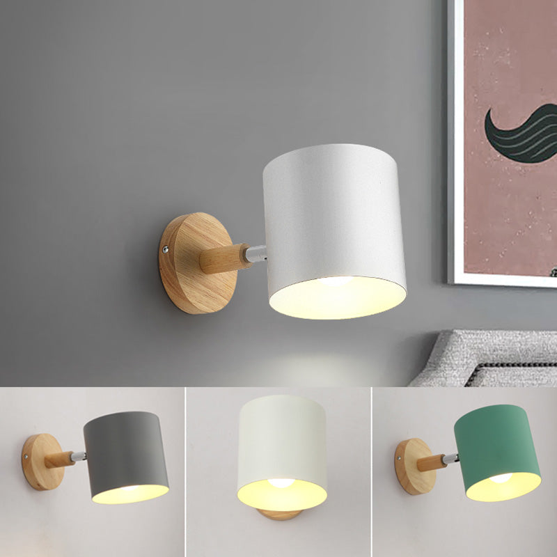 Lisslune | Rotatable Shade Metal Wall Mounted Reading Light Macaron Style 1-Light Wall Lamp for Bedroom