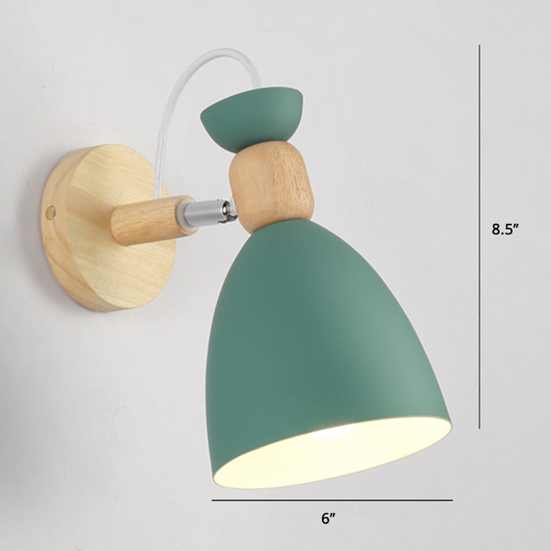 Lisslune | Rotatable Shade Metal Wall Mounted Reading Light Macaron Style 1-Light Wall Lamp for Bedroom