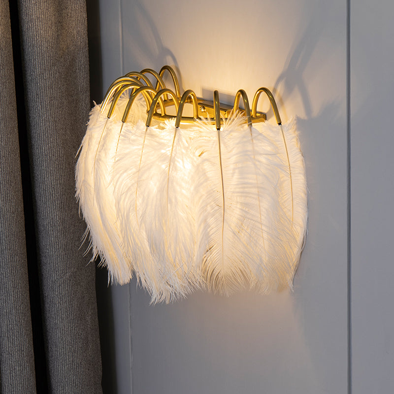 Lisslune | Feather Shadowed Wall Mount Light Minimalist Wall Sconce Lighting Fixture for Living Room