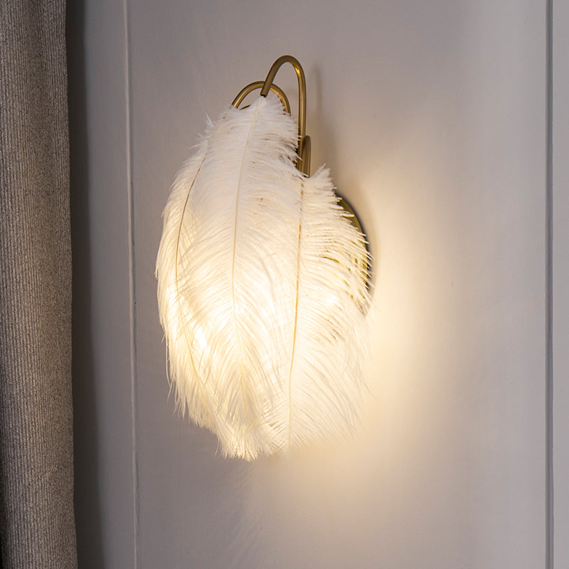 Lisslune | Feather Shadowed Wall Mount Light Minimalist Wall Sconce Lighting Fixture for Living Room