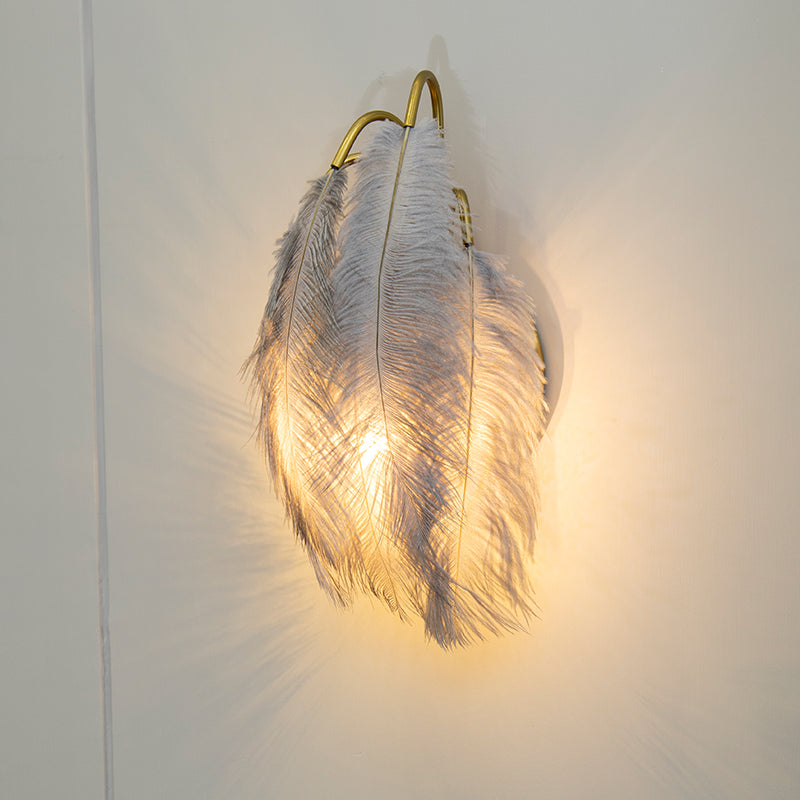 Lisslune | Feather Shadowed Wall Mount Light Minimalist Wall Sconce Lighting Fixture for Living Room