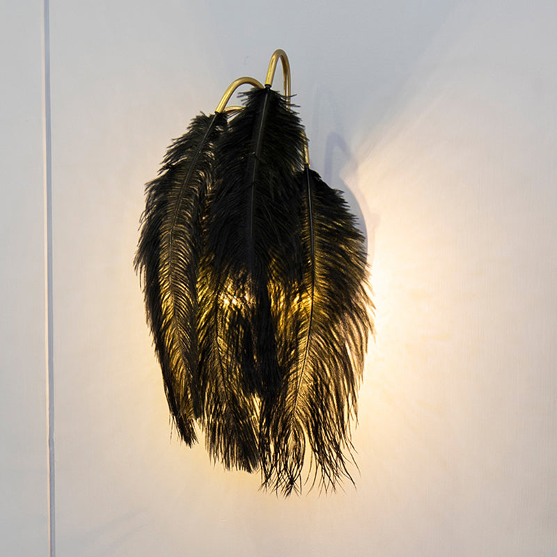 Lisslune | Feather Shadowed Wall Mount Light Minimalist Wall Sconce Lighting Fixture for Living Room