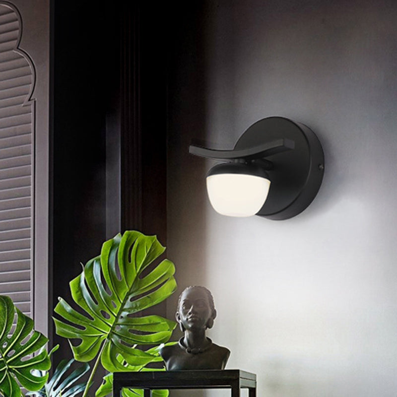 Lisslune | Acrylic Bowl Vanity Light Fixture Minimalistic Black LED Wall Lamp Lighting for Bathroom
