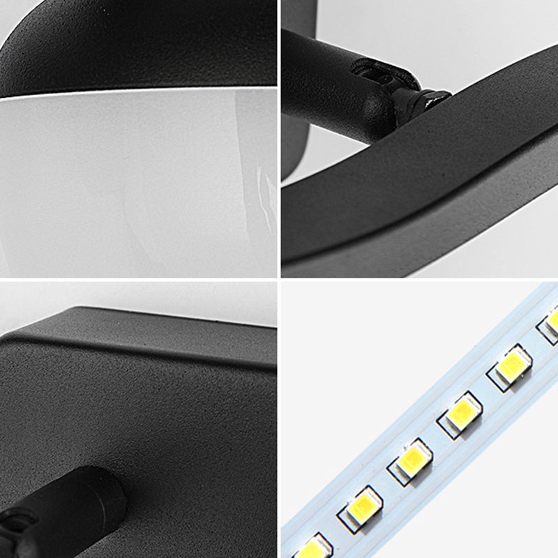 Lisslune | Acrylic Bowl Vanity Light Fixture Minimalistic Black LED Wall Lamp Lighting for Bathroom