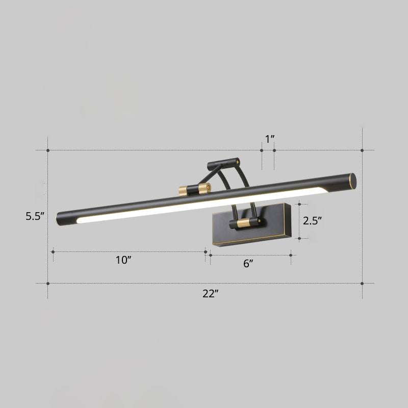 Skørter | Minimalistic tube-shaped makeup lamp fixture acrylic LED wall lamp with 3-joints swingarm