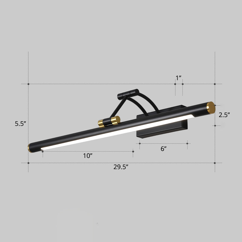 Skørter | Minimalistic tube-shaped makeup lamp fixture acrylic LED wall lamp with 3-joints swingarm