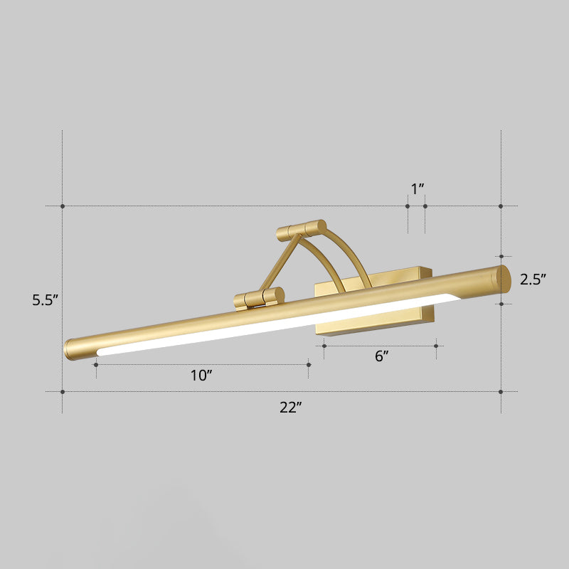 Skørter | Minimalistic tube-shaped makeup lamp fixture acrylic LED wall lamp with 3-joints swingarm