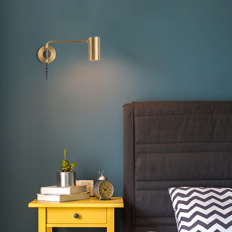 Lisslune | Adjustable, tubular reading wall lamp minimalist metal 1-light bedside spotlight