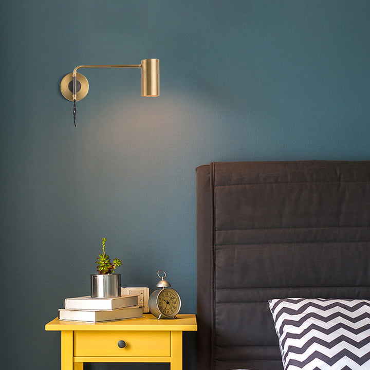 Lisslune | Adjustable, tubular reading wall lamp minimalist metal 1-light bedside spotlight