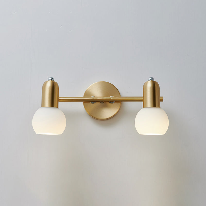 Lisslune | Swiveling Dome Milk Glass Mirror Lights Postmodern Brass Wall Lights for Bathroom