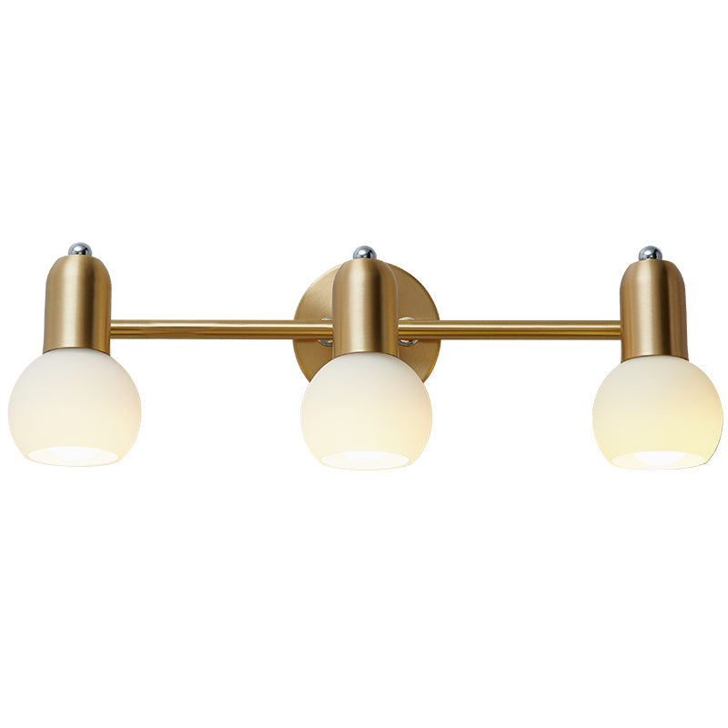 Lisslune | Swiveling Dome Milk Glass Mirror Lights Postmodern Brass Wall Lights for Bathroom